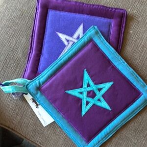 Single Pentagram Potholder- blue or purple, handmade